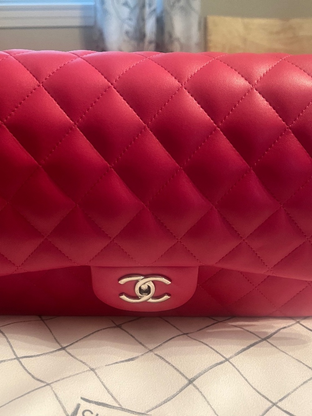 Chanel Pink Caviar Leather Flap  Large Bag